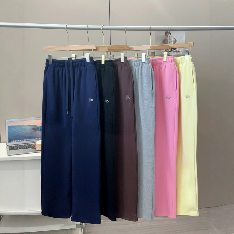 A*O Autumn and Winter New Style Fleece-Lined Sports Wide-Leg Pants Casual Versatile High-Waisted Loose Straight-Leg Sweatpants for Women A*O Autumn and Winter New Style Fleece-Lined Sports Wide-Leg Pants Casual Versatile High-Waisted Loose Straight-Leg Sweatpants for Women