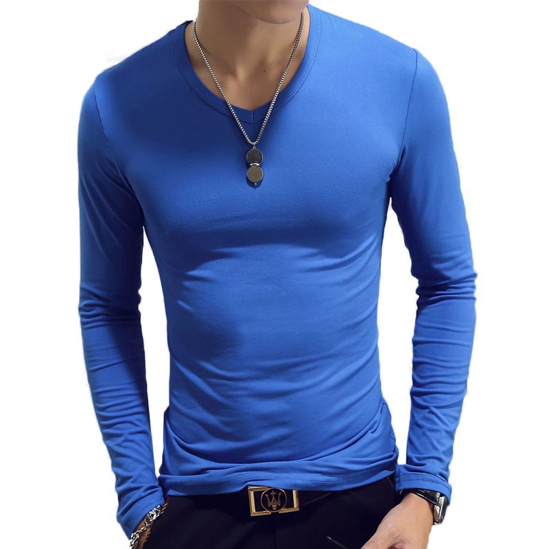 Long‑sleeve autumn T‑shirt, Korean style, slim fit, sizes M–4XL