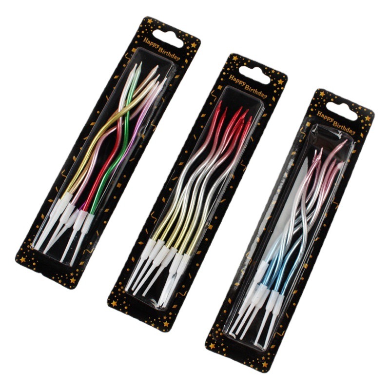 Chapado en oro gradiente de color 6 velas curvas Fiesta infantil cumpleaños pastel decoración sin humo ins lápiz vela