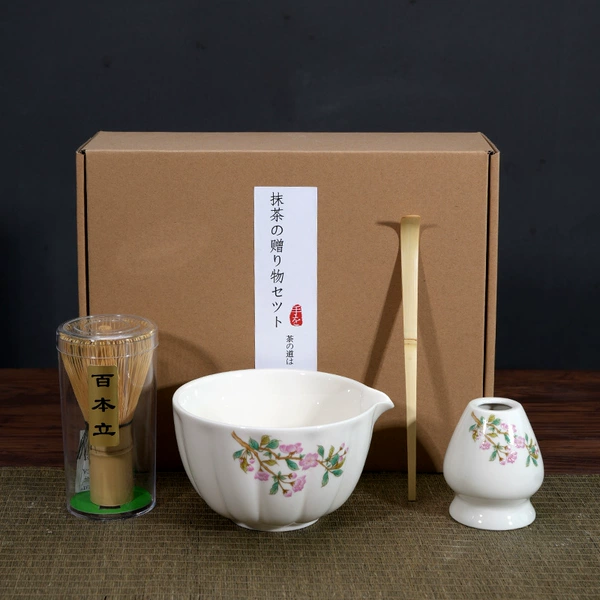 White matcha, tea cup, set, box