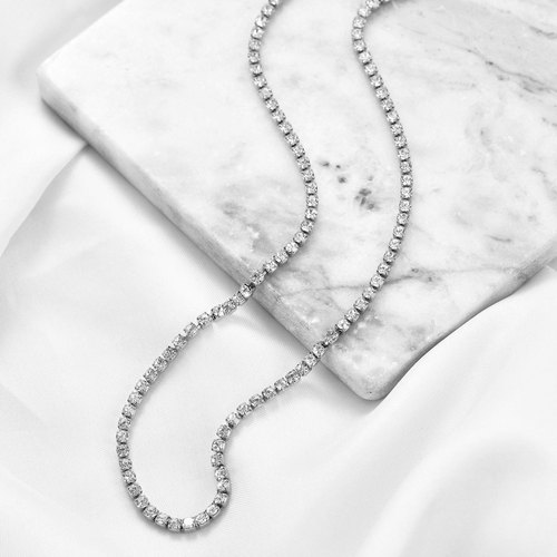 Manufacturer wholesale European and American hip-hop single row diamond zircon tennis chain 3MM copper studded diamond popular necklace street ins