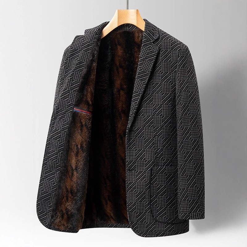 Men's Chenille Suit 2026 Autumn/Winter New Men's Fashion Middle-aged Business Casual Fleece-lined Thickened Suit Jacket