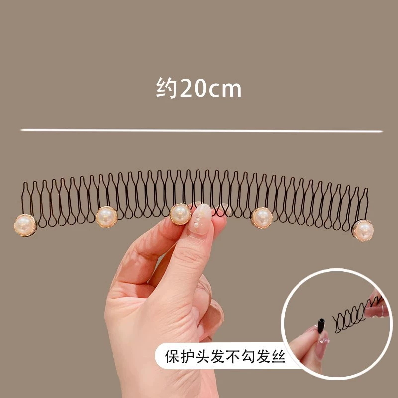 Hair comb clip long decorative comb, anti-breakage styling with pearl & floral accents