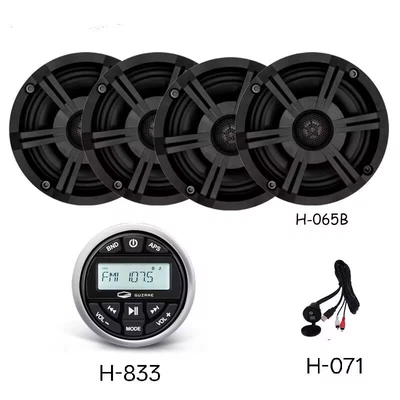 Avtomobil ehtiyat hissələri, outdoor waterproof audio MP3 - h-833-main-unit-plus-4-065b-speakers-comes-with-h-07105m-usb-extension-cable