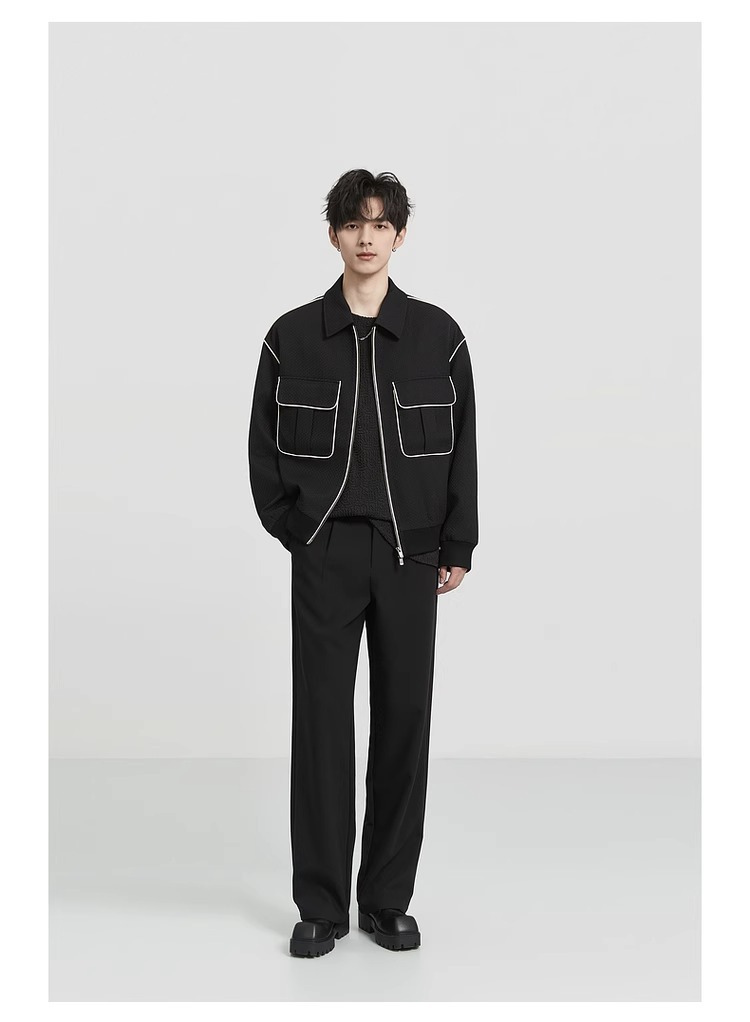 Modische Herrenjacke Mit Kontrastkante Und Revers Design_voghion.com