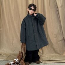 男童毛呢大衣中长款夹棉外套2025秋冬季新款儿童呢子衣韩版宽松潮