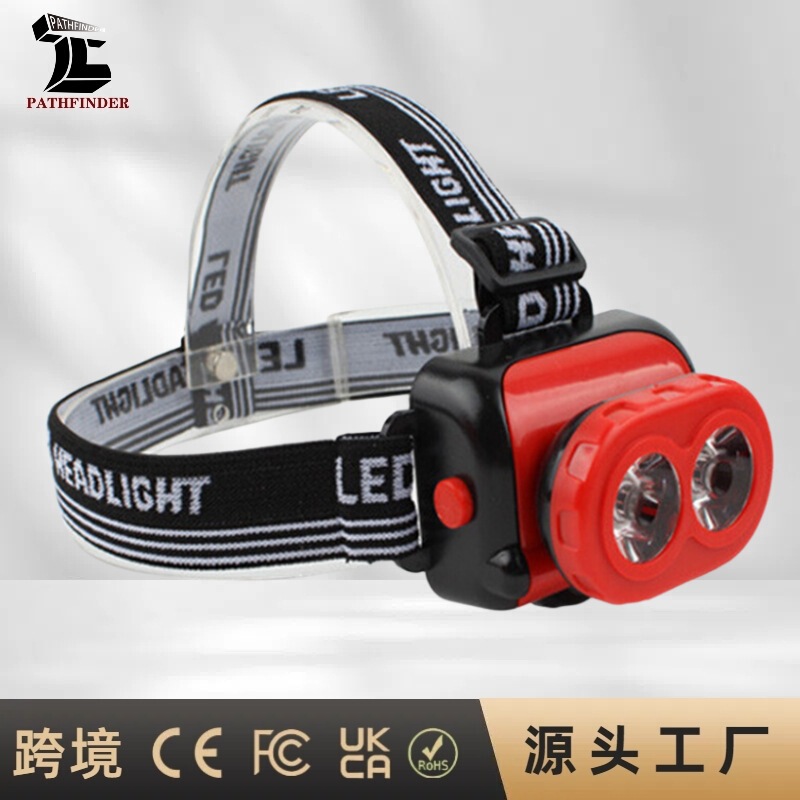 Cross-Border Professional Work Light Dual Lamp Bead Led Outdoor Cycling Mountaineering Camping Style Miner's Lamp Field Portable Strong Light Headlight