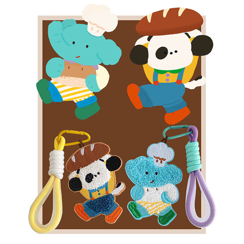 Illustrator cooperation model Cartoon small pendant embroidered puppy bag pendant cute keychain creative gift