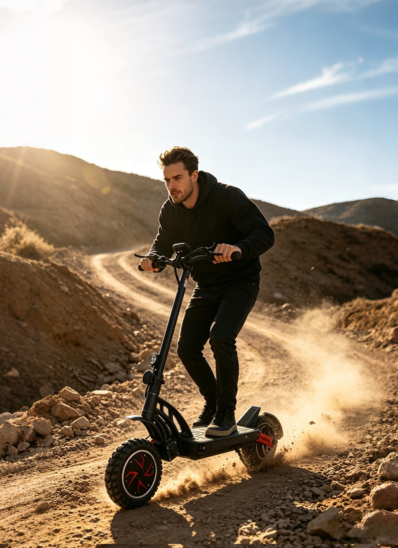 Two-wheel skateboard with dual motors and dual drive, 1600W power electric scooter for adults