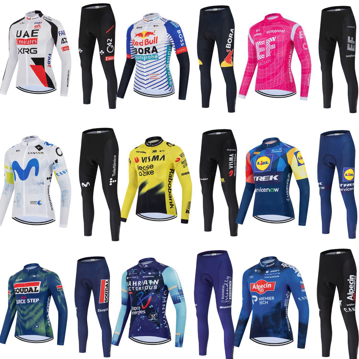 2026 New Tour de France Team Spring/Summer Long Sleeve Cycling Jersey Set Road Bike Quick-Dry Breathable Cycling Apparel