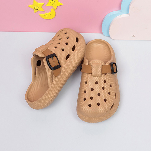 Children's Birkenstock Summer New Model Outerwear Thick Sole Super Soft Hole Shoes Breathable Anti-Slip Head Covered Shoes Slip-On Sandals