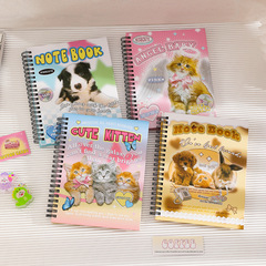 Original American-style cartoon animal wirebound memo notebook for students, side-flip, DIY handmade diary notebook for girls