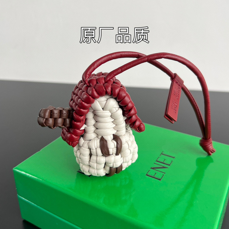 Bv Small House Pendant Handmade Imported Goatskin Woven Keychain High-End Bag Pendant Big Brand One-To-One Bag Pendant