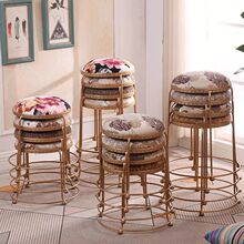 时尚欧式创意小圆凳子家用餐桌茶几凳布艺轻奢折叠凳成人板凳矮凳
