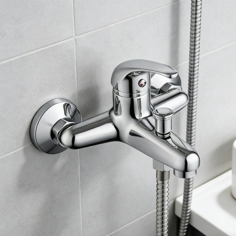 Cross-Border Foreign Trade All-Copper Shower Faucet Bathroom Bathtub Faucet Triple In-Wall Hot and Cold Water Faucet for Bathing