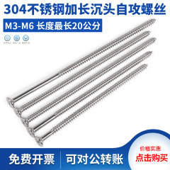 304ステンレス鋼長長長沈頭タッピングスクリュー延長平頭十字木ねじm3m4 m 5m 6*200