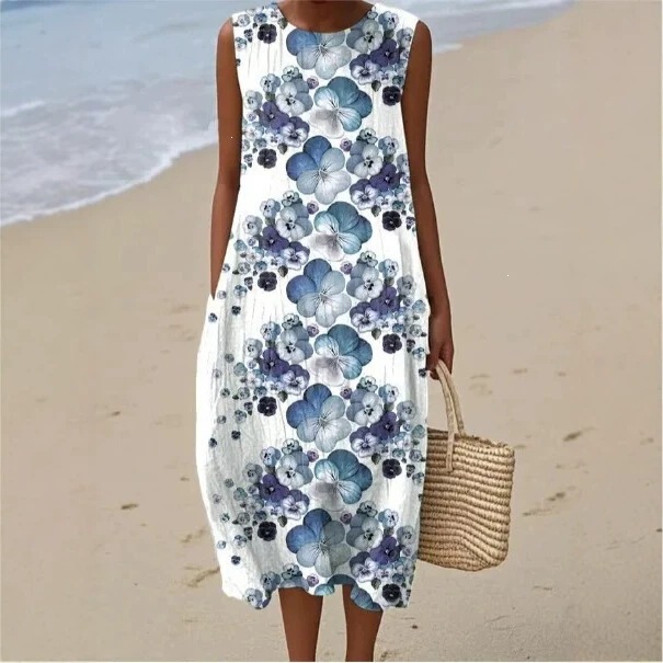 Cross-Border Amazon Y2 Women's Dress Summer Vacation Dress Women's Sleeveless Loose-Fitting Beach Vacation Wear