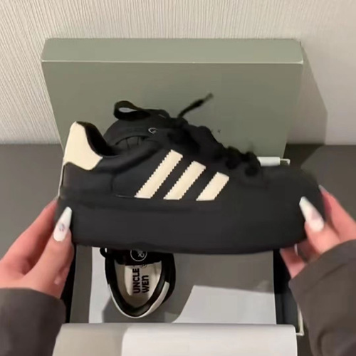 Shell head skate shoes, women's lace thick sole black and white panda new spring and autumn big-head casual doll shoes, 2026 high-face value