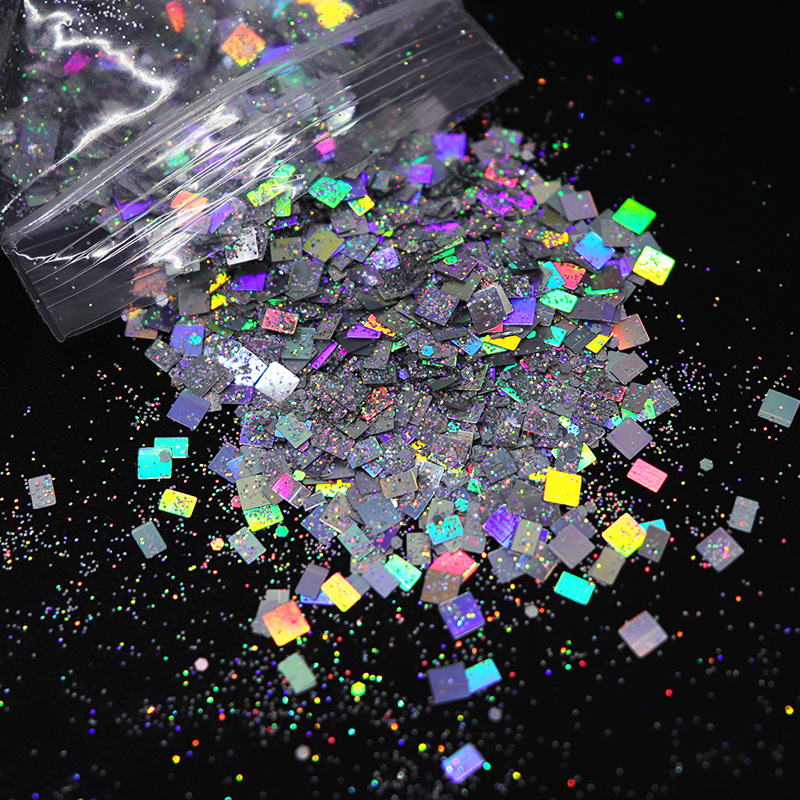 10g bag of laser cube mixed glitter, fla...