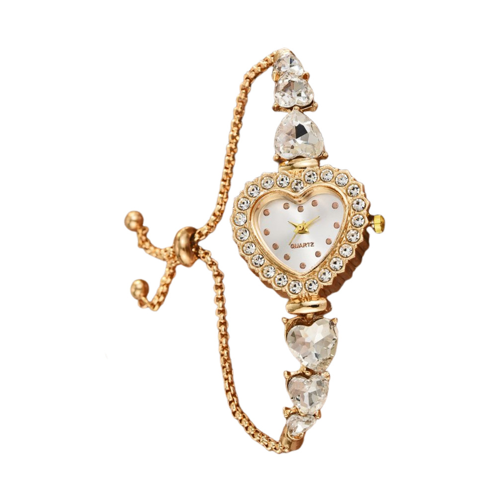Exquisito y lindo reloj de cuarzo en forma de corazón moda casual temperamento lujo diamante mujer pulsera decoración reloj al por mayor