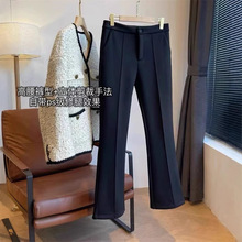 WTHEONE神裤一秒挺括显瘦高腰羽绒纱黑色喇叭裤加绒小黑裤女冬新