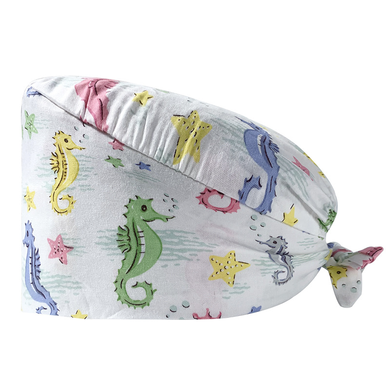 Gorro de Enfermera Coreano Fresco y Lindo, 100% Algodón, Gorro de Médico, Dentista, Estética y Salón de Belleza con Estampado Lindo.