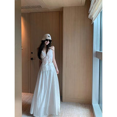 Titiさん【ジャスミン白茶】首掛けワンピース夏の白いレース