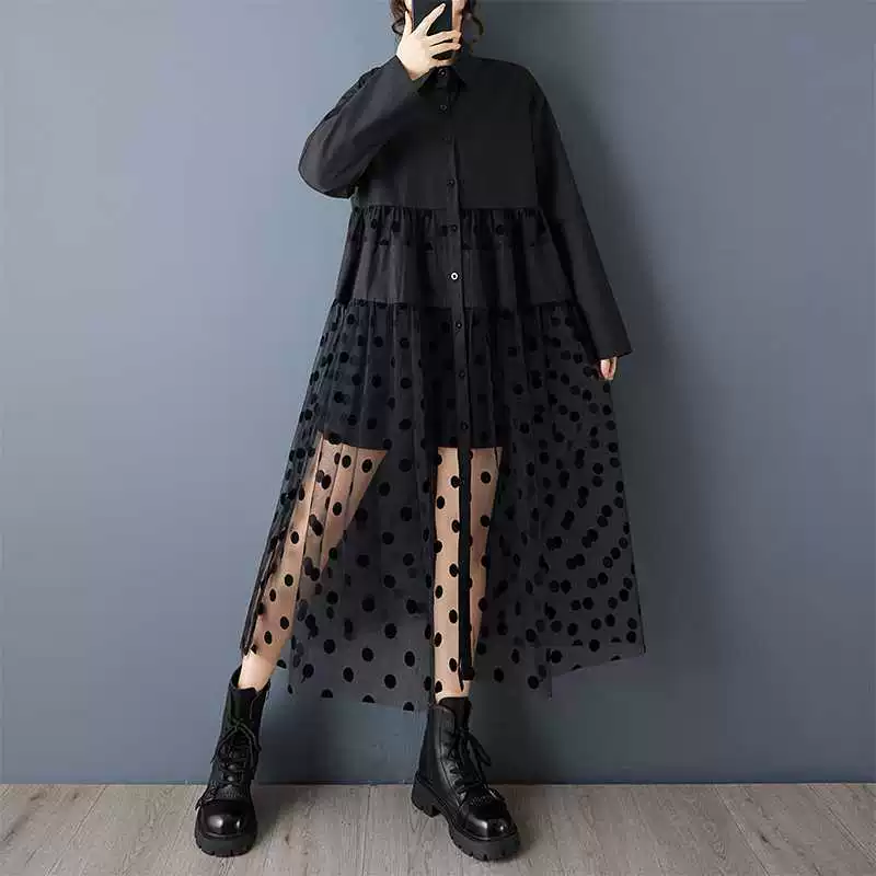 Autumn cute shirt for leisure, dress, oversize