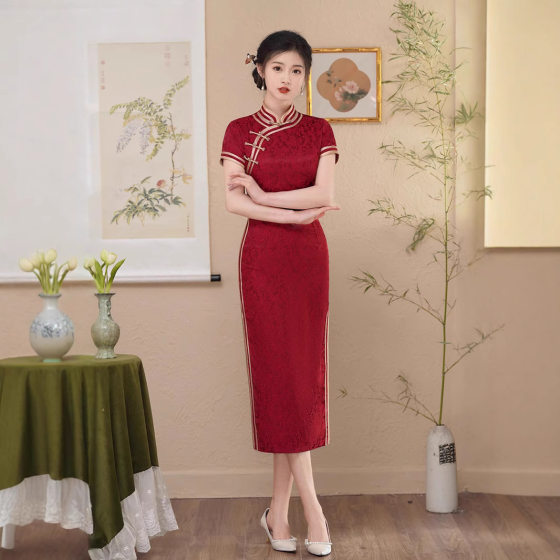 Mom Slim Cheongsam Young New Style Elegant Chinese Style Women's Clothing Republic of China Retro Improved Elegant Cheongsam Lady