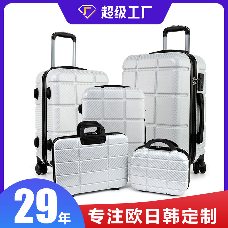 Cross-Border Customized Trolley Suitcase, European and American Style, Large Capacity, Fashionable, Anti-Theft, 20inch Checkered Boarding Trolley Suitcase Cross-Border Customized Trolley Suitcase, European and American Style, Large Capacity, Fashionable, Anti-Theft, 20inch Checkered Boarding Trolley Suitcase