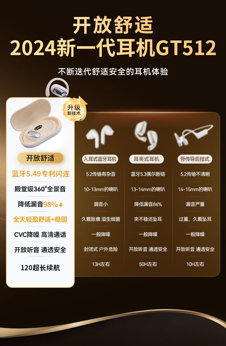 GT512柏林之声蓝牙耳机无线2025新款高音质骨传导不入耳超长续航-阿里巴巴