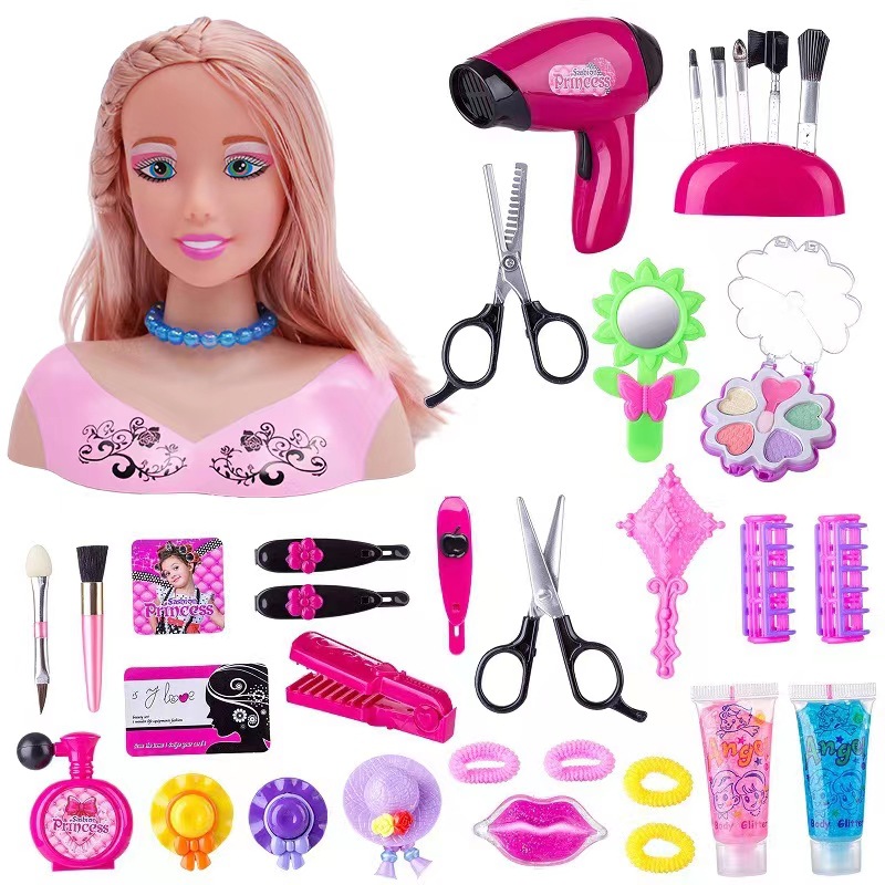 Amazon play House media-longitud traje de muñeca peine pelo puede hacer secador de pelo peluquería modelo de simulación de juguete al por mayor