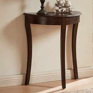 All Solid Wood Narrow Table Semicircle Supply Table American Style Entrance Table Rest Corner Machine Entrance Cabinet Back Corridor End View Table