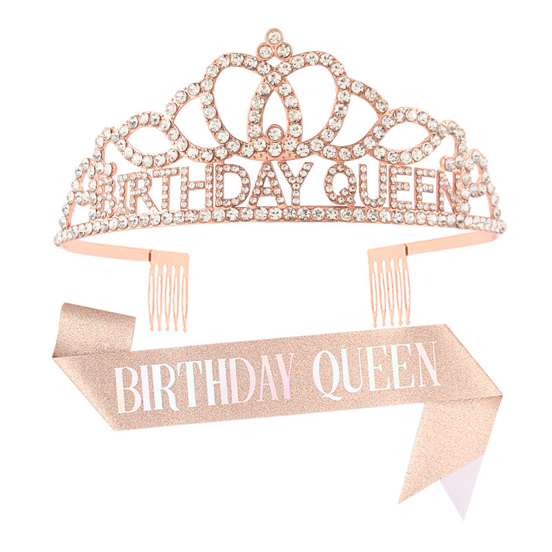 Corona para reina de cumpleaños, diadema con pedrería y letras BIRTHDAY QUEEN, decoración para fiestas