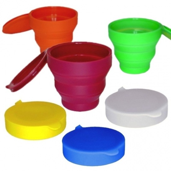 FUENTE de fábrica viejo portátil al aire libre camping plegable de silicona retráctil plegable taza de agua con tapa taza de beber