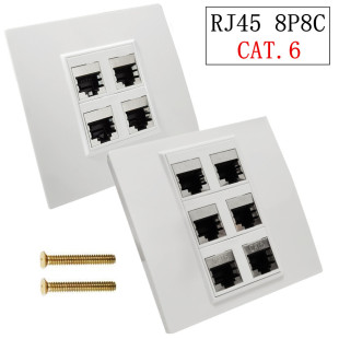 86 * 86mm 4-6-Port six-type shielding module cat6 Gigabit signal welding-Free Socket ABS panel wall plug