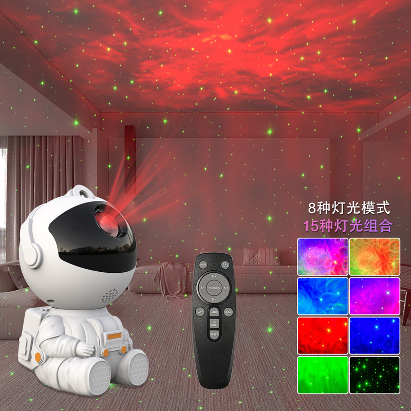 クロスボーダー新型ミニ宇宙飛行士星空投影灯宇宙人星雲雰囲気感小夜灯寝室ベッドサイドランプ|undefined