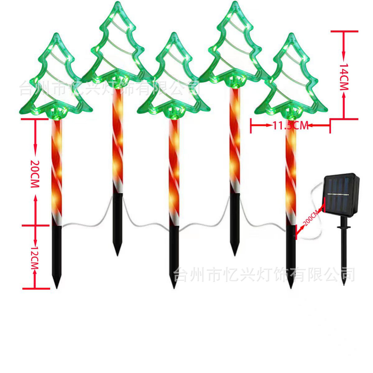 Nueva decoración de Navidad, jardín de jardín, solar, árbol de Navidad de Santa Claus, ciervo, copos de nieve, luces de colores