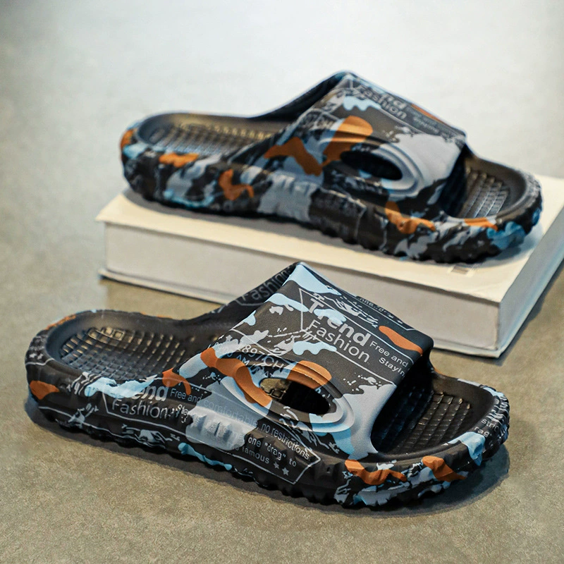 Новые Нескользящие тапочки с мягкой подошвой, летняя домашняя одежда для дома и улицы, мужские шлепанцы, камуфляжные сандалии без шнуровки, Интернет-знаменитости