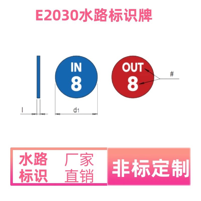 E2030 进出水IN ON标识牌非标可定水路