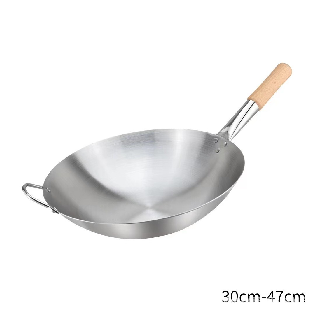 단일 손잡이가있는 나무 손잡이 웍