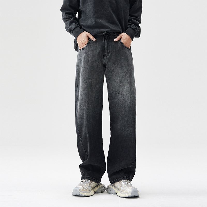 Black Machete Jeans Men's Autumn Loose American Style High Street Vibe Casual Wide Leg Pants Men's Winter Style Black Machete Jeans Men's Autumn Loose American Style High Street Vibe Casual Wide Leg Pants Men's Winter Style