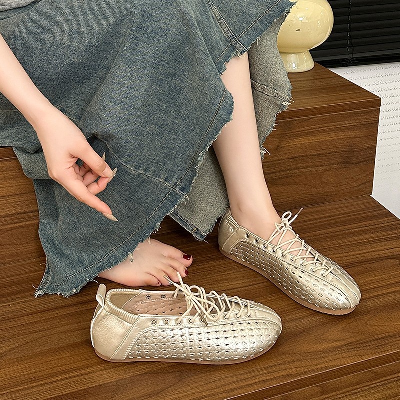 2026 primavera y verano retro correa francesa trenzada correa de agujero Mary Jane zapatos de ballet soleos sandalias romanas