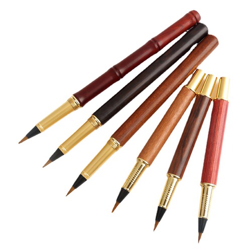 Pen-style writing brush gift box with sandalwood wolf hair small regular script tap water soft pen calligraphy copying signature hook line beautiful pen