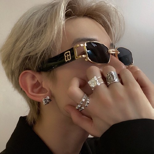 Ins cross-border trendy new style personal small-frame celebrity sunglasses for men and women party and karaoke cool glasses