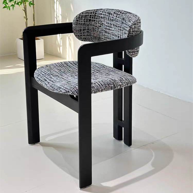 Wabi-Sabi Style Solid Wood Dining Chair Home Backrest Chair Mid-Century Style Designer Dining Table Chair Walnut Beige Cashmere Chair