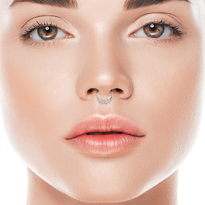 2023 New Hot Stainless Steel Diamond CZ Nose Ring Zircon Nose Decoration Women's Elegant Fashion Nose Hoop detail image 9
