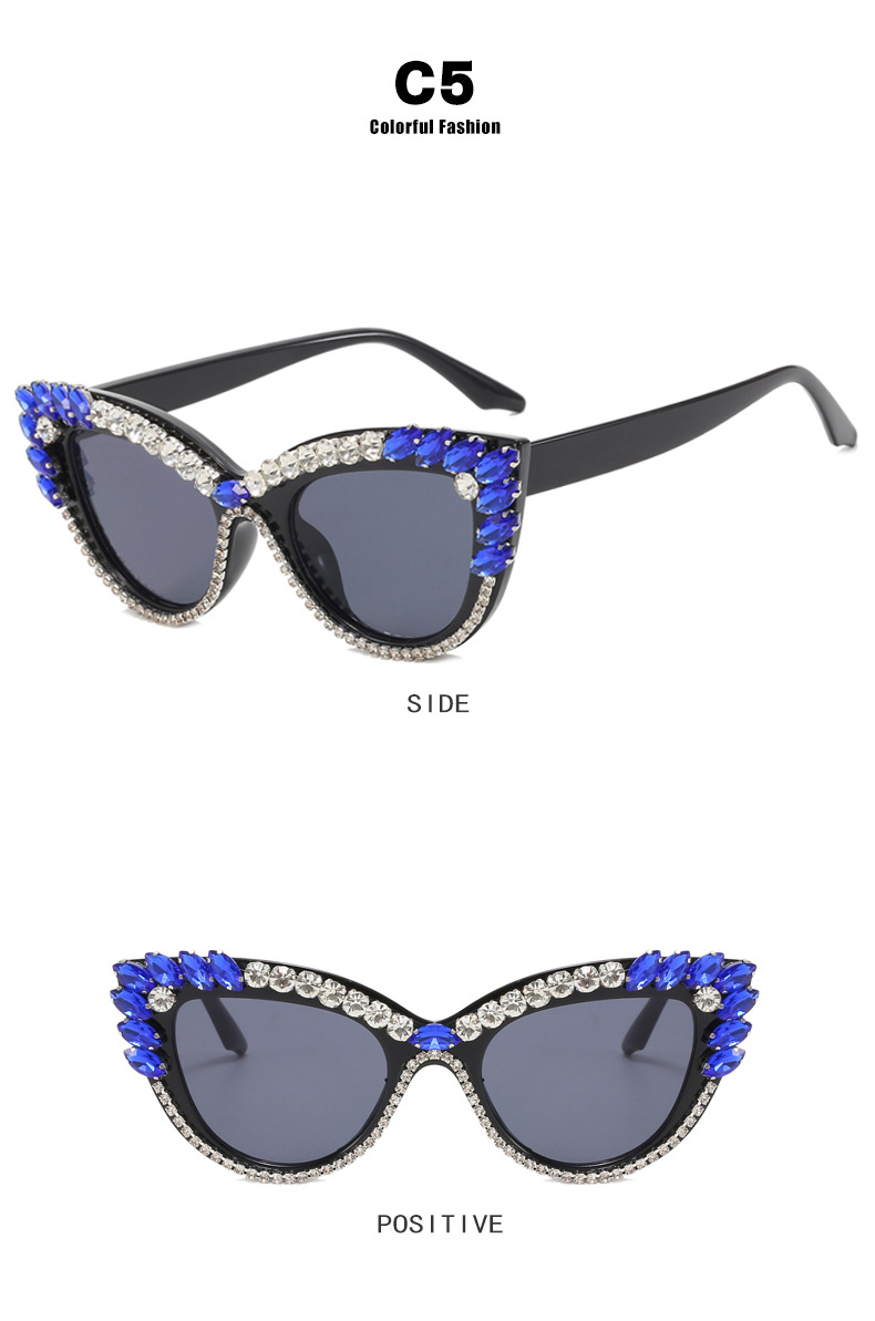 Geometric Pattern Women's Gender Streetwear Geometric Ac UV400 Protection Butterfly Frame Diamond Full Frame Women's Sunglasses
