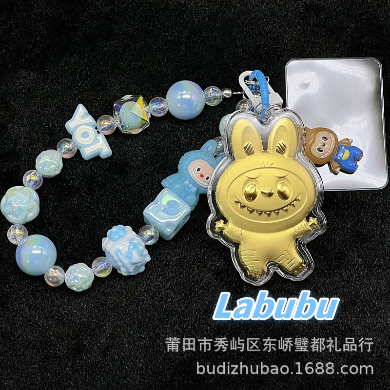 Shuibeitong 純金バブルマート LABUBU 漫画携帯電話チェーンロープペンダントラブブキーホルダーペンダント|undefined