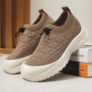 Shoes for Women 2025 Summer Cross-Border Fly Knit Socks Shoes Fashion Trendy Platform Shoes Shoes Slip-On Slip-Ons